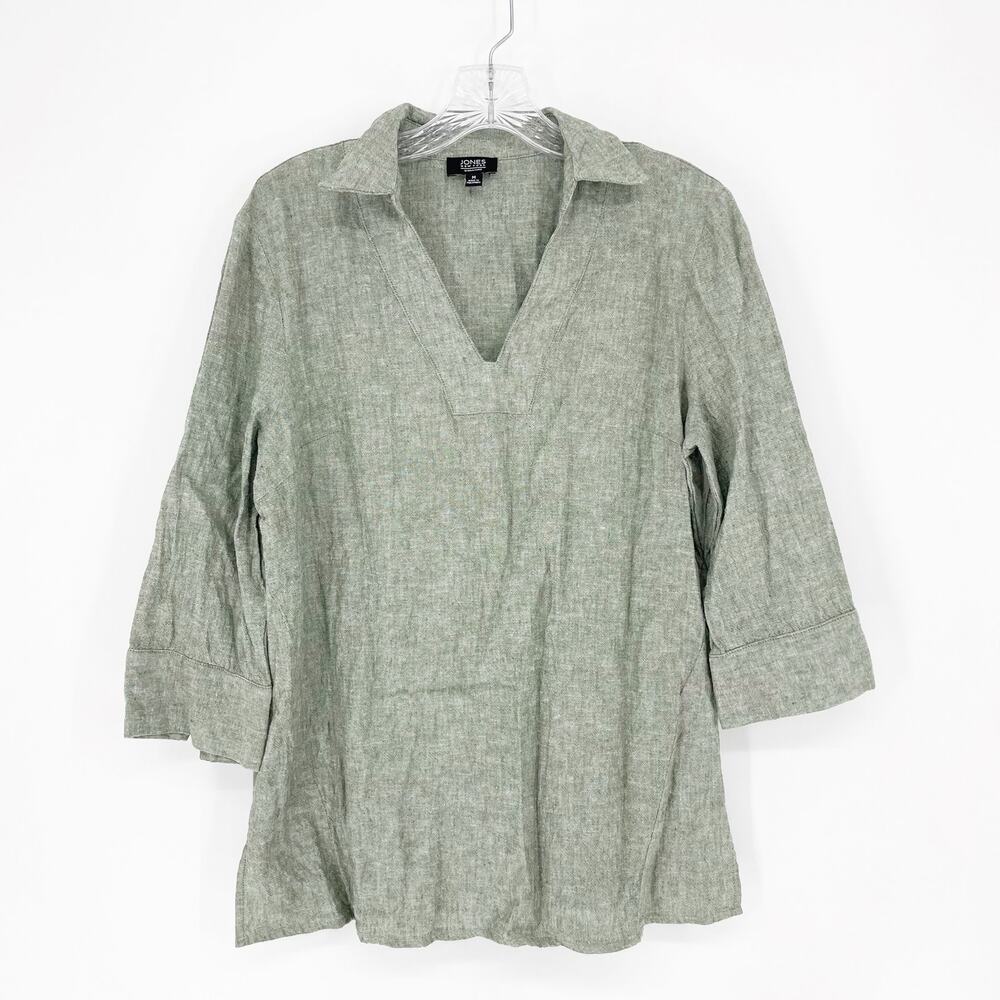 Jones New York Linen V-Neck Top Size Medium